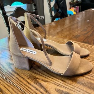 Steve Madden Tan Heeled Sandals with Ankle Strap